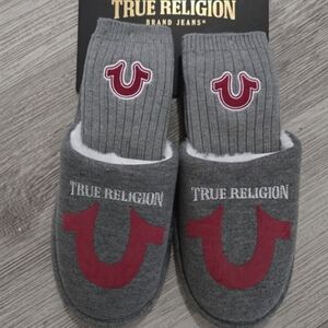 True Religion slippers and sock set